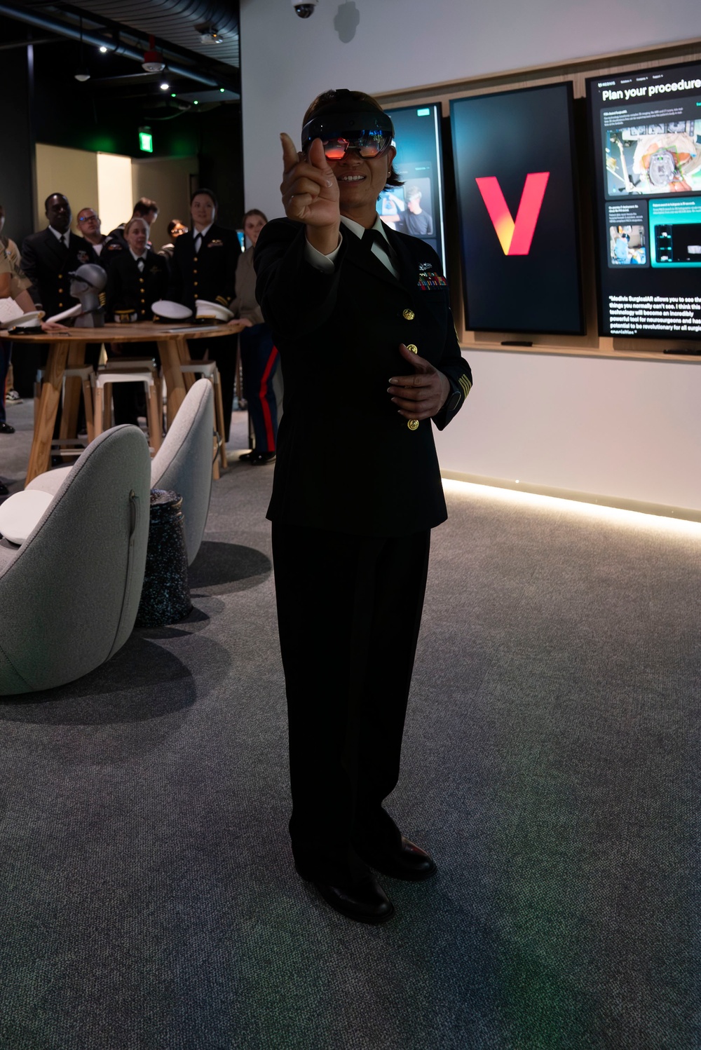 U.S. Navy Sailors Work with Technology at the Verizon Innovation Center
