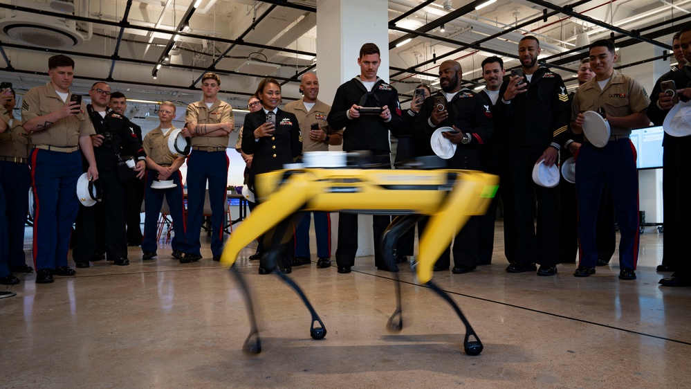 U.S. Navy Sailors Work with Technology at the Verizon Innovation Center