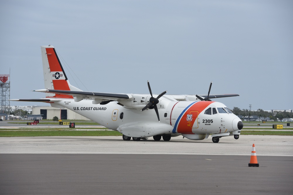 Coast Guard Air Station Miami aircrews fly over cutters in Tampa Bay after Hurricane Milton