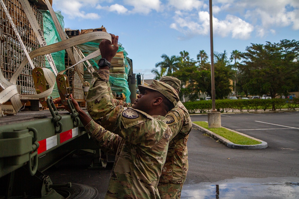 1218th Transportation Company secures gear for transport after Hurricane Milton landfall