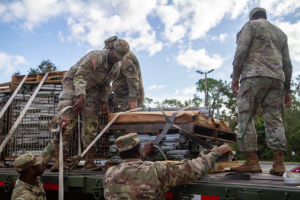 1218th Transportation Company secures gear for transport after Hurricane Milton landfall