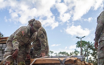 1218th Transportation Company secures gear for transport after Hurricane Milton landfall