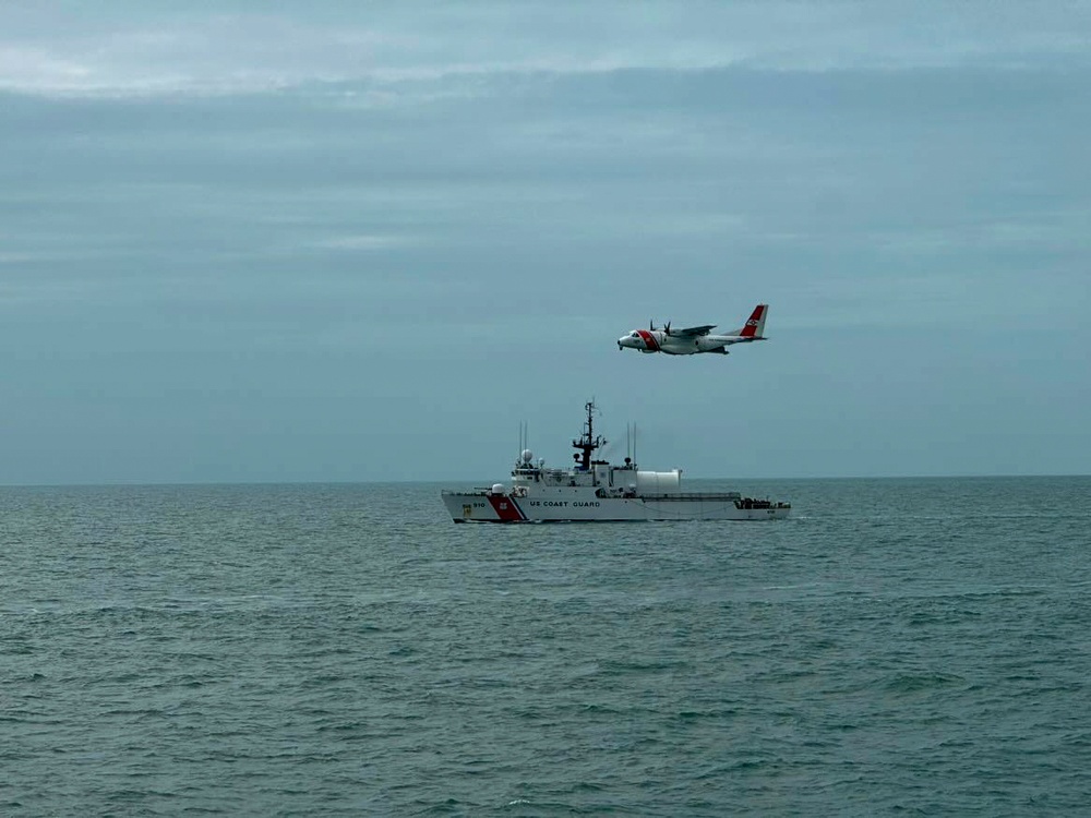 Coast Guard Air Station Miami aircrews fly over cutters in Tampa Bay after Hurricane Milton