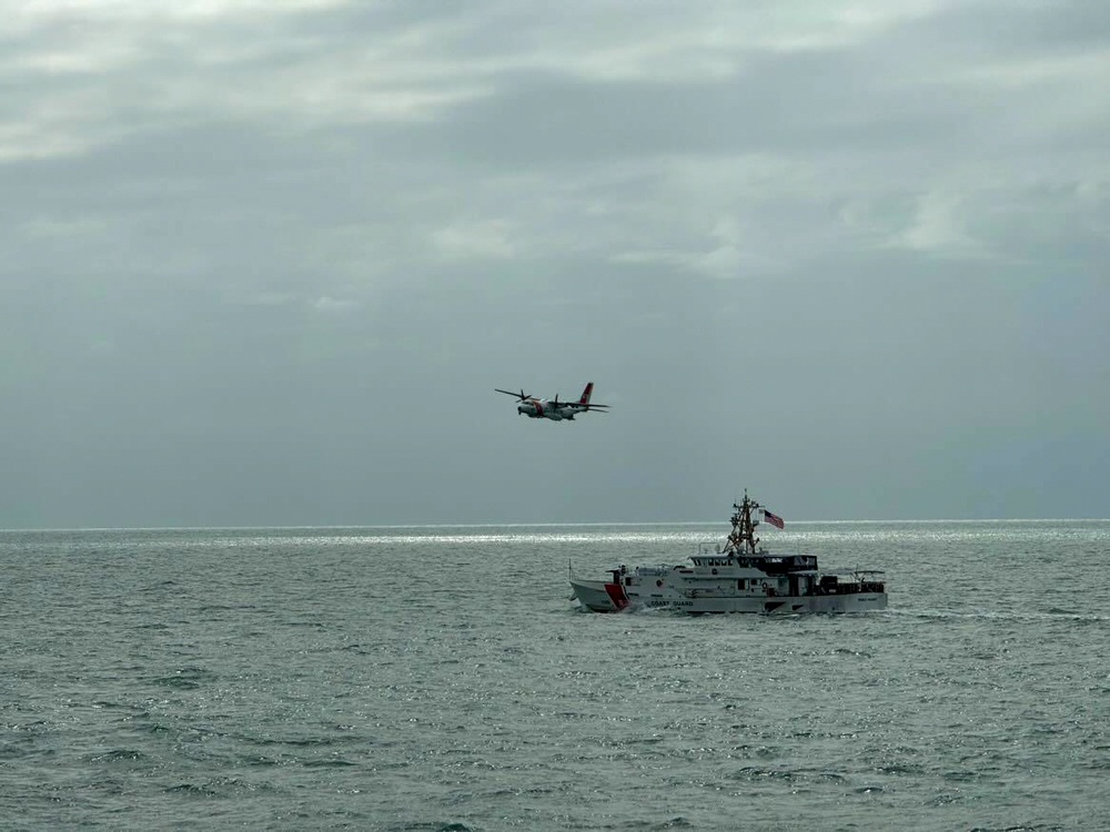 Coast Guard Air Station Miami aircrews fly over cutters in Tampa Bay after Hurricane Milton