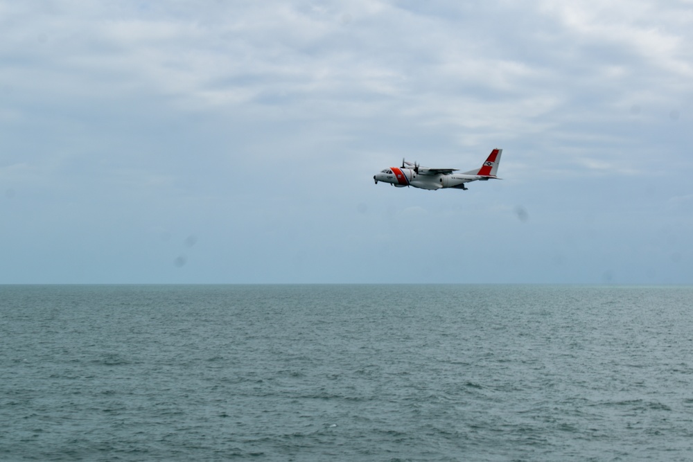 Coast Guard Air Station Miami aircrews fly over cutters in Tampa Bay after Hurricane Milton