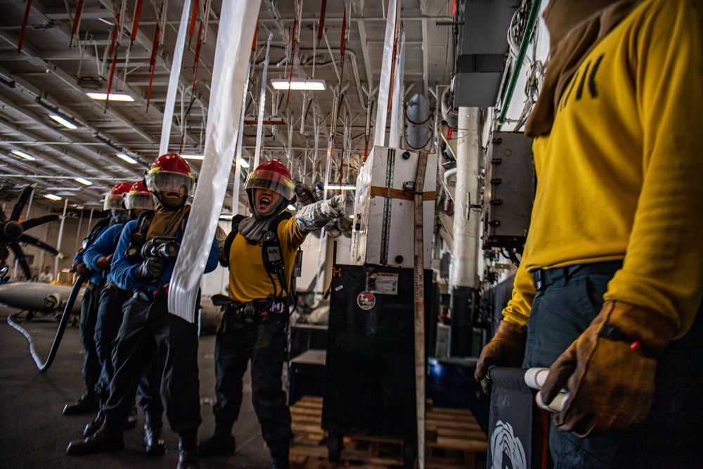 Nimitz Sailors Fight a Simulated Fire