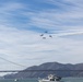 U.S. Navy Flight Demonstration Squadron, the Blue Angels, perform aerobatic formation maneuvers over San Francisco