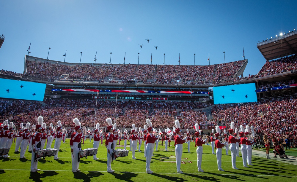 South Carolina Army National Guard, performs a flyover for the Alabama vs. South Carolina football game