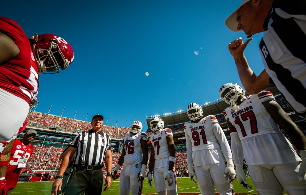 South Carolina Army National Guard, performs a flyover for the Alabama vs. South Carolina football game