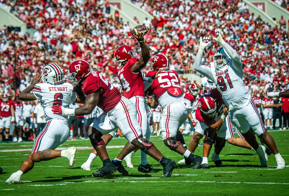 South Carolina Army National Guard, performs a flyover for the Alabama vs. South Carolina football game
