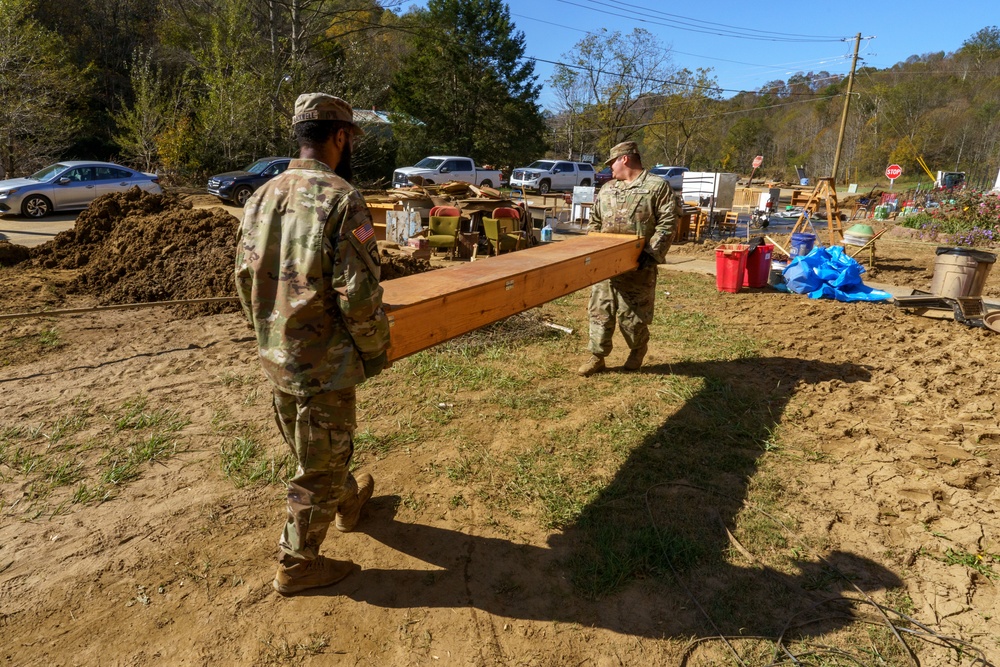 North Carolina National Guard Soldiers Help Clean Flooded Church Basement