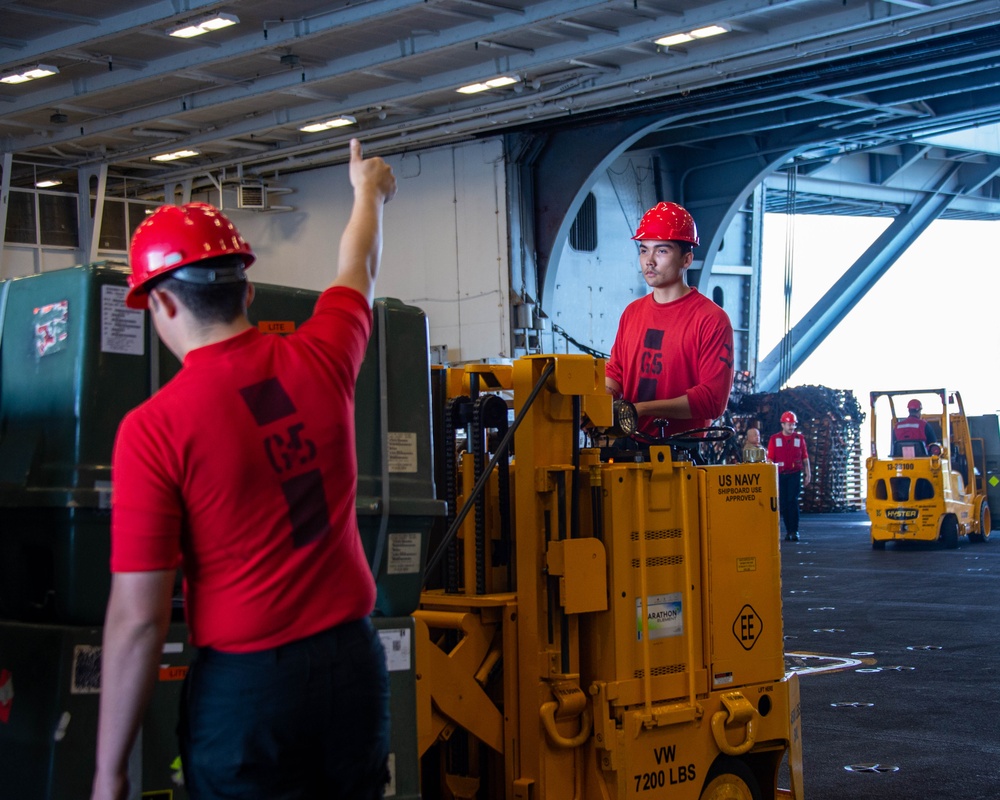 USS Carl Vinson Conducts Ammunition Handling Evolution