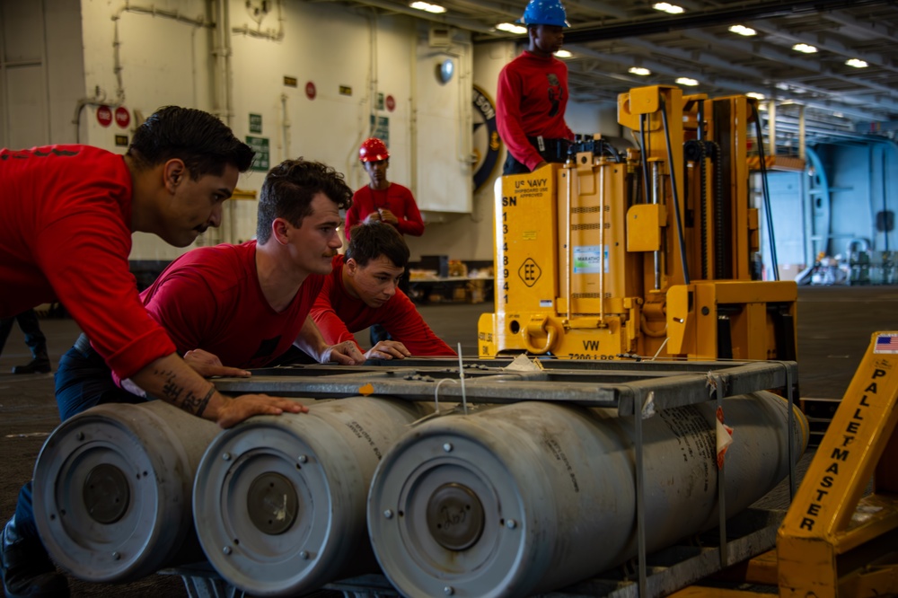 USS Carl Vinson Conducts Ammunition Handling Evolution