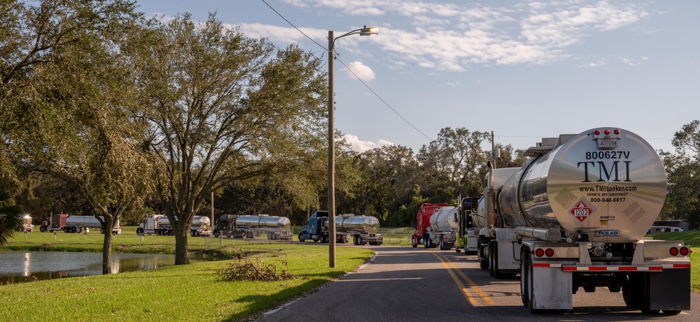 Fuel Trucks Arrive at Tampa Fairgrounds After Hurricane Milton