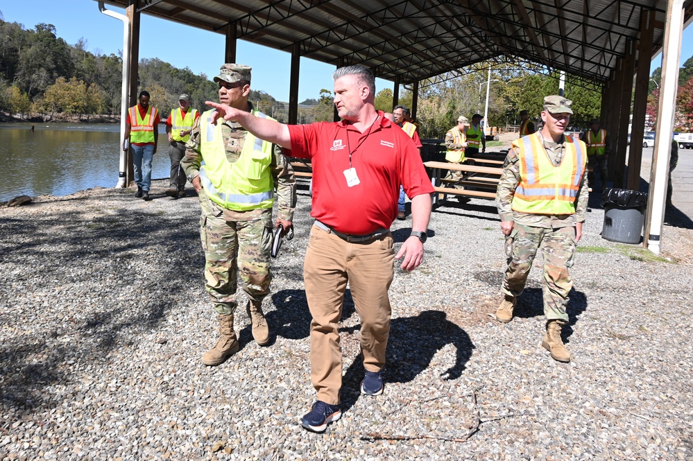 Corps of Engineers personnel review Task Force Water efforts during Hurricane Helene recovery