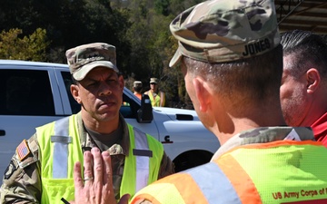 Corps of Engineers personnel review Task Force Water efforts during Hurricane Helene recovery