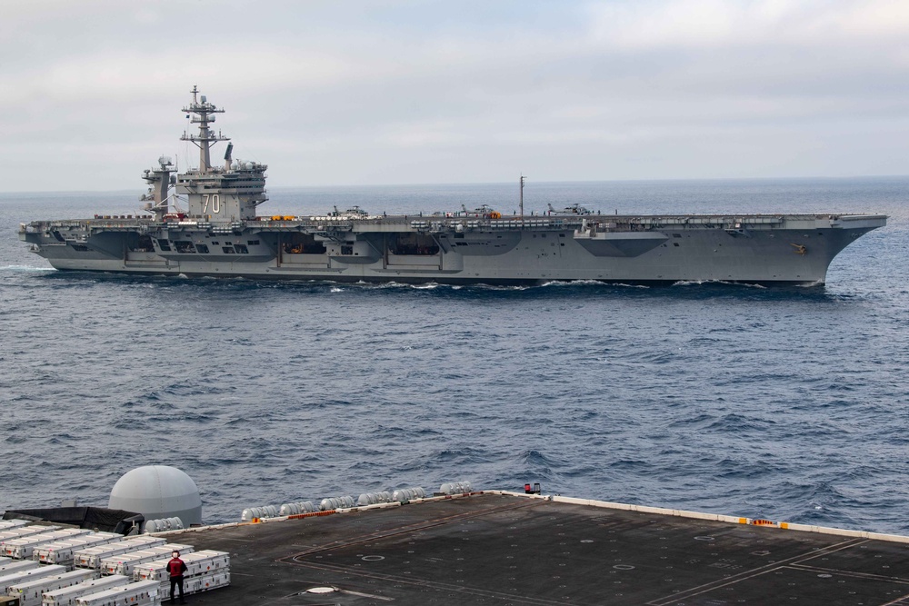 Theodore Roosevelt Conducts Ammunition Handling Evolution with Carl Vinson - Day 2