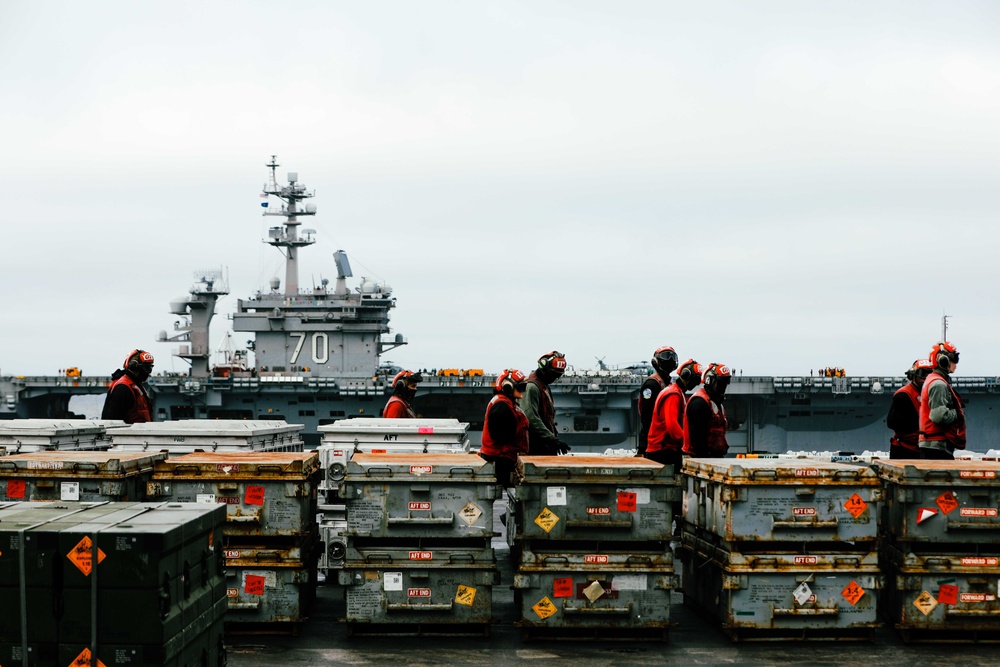 Theodore Roosevelt Conducts Ammunition Handling Evolution with Carl Vinson - Day 2