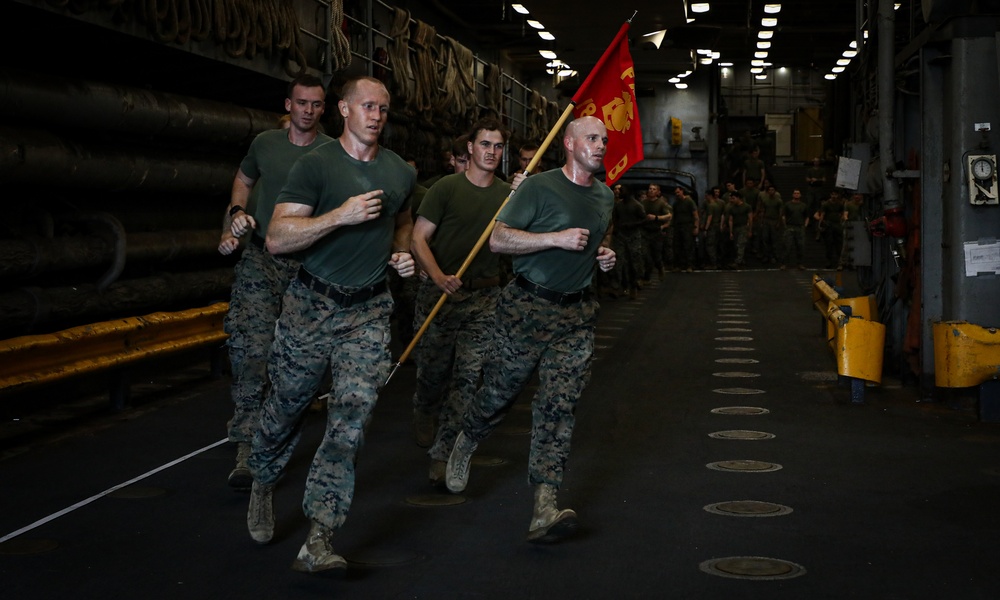 BLT 1/8 Beirut Memorial Run on USS Oak Hill (LSD 51)