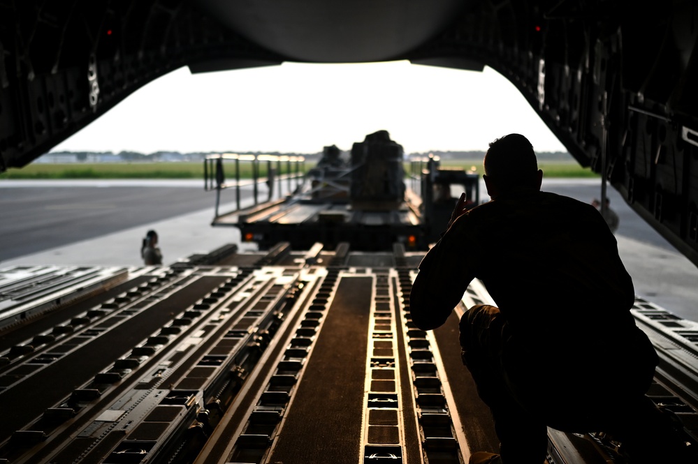 U.S. Air Force C-17s conduct air drop training in South Carolina