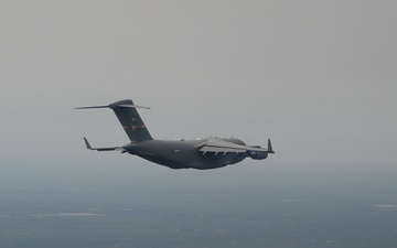 U.S. Air Force C-17s conduct air drop training in South Carolina