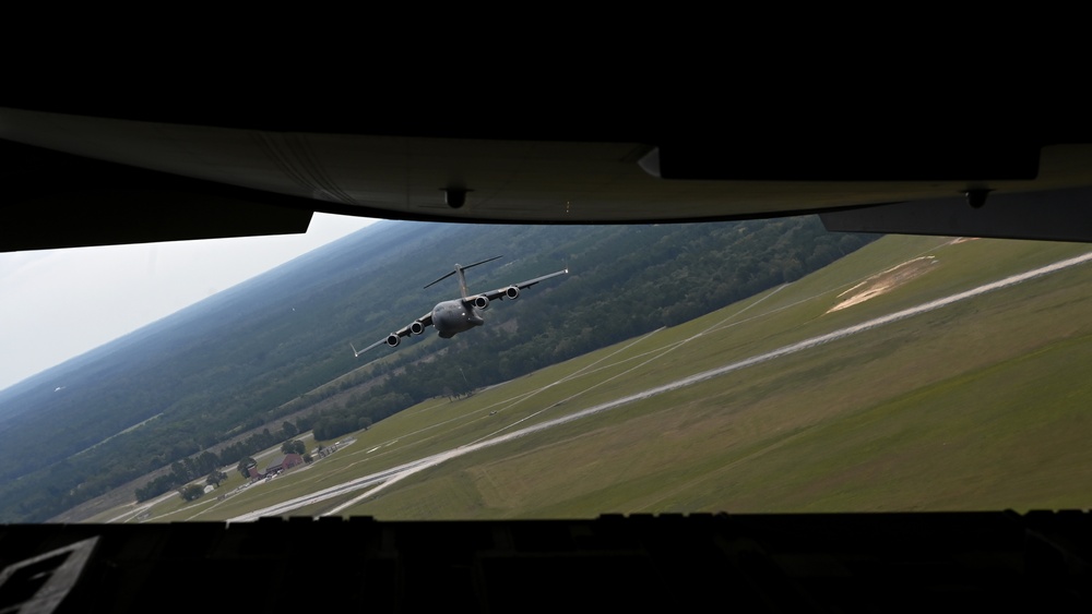 U.S. Air Force C-17s conduct air drop training in South Carolina