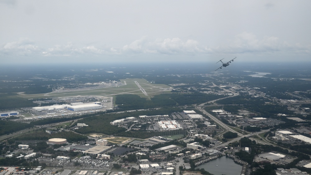 U.S. Air Force C-17s conduct air drop training in South Carolina