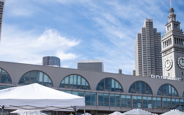 Navy Band Southwest's Prevailing Winds Quintet performs at the SF Ferry Building