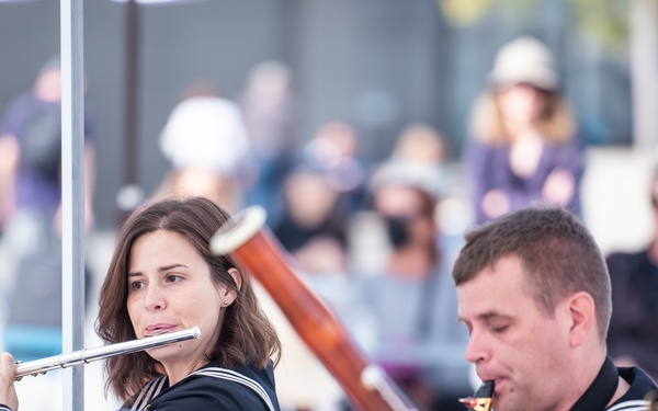 Navy Band Southwest's Prevailing Winds Quintet performs at the SF Ferry Building
