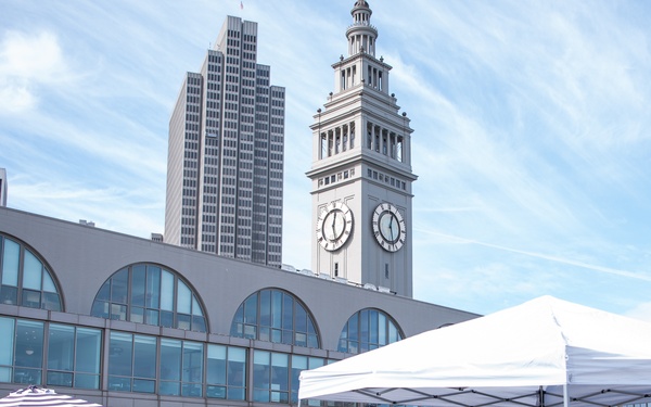 Navy Band Southwest's Prevailing Winds Quintet performs at the SF Ferry Building