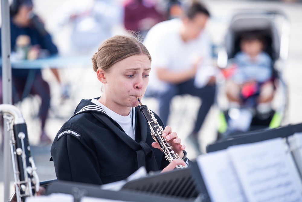 Navy Band Southwest's Prevailing Winds Quintet performs at the SF Ferry Building