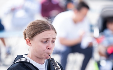 Navy Band Southwest's Prevailing Winds Quintet performs at the SF Ferry Building