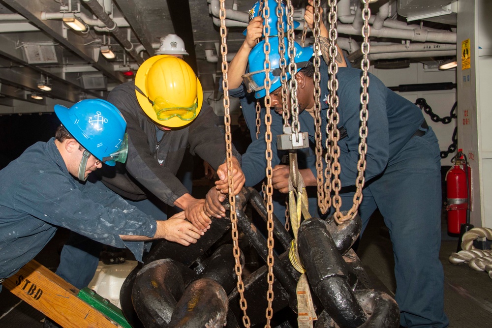 Sailors Prepare to Lower the Anchor in the Foc’s’le