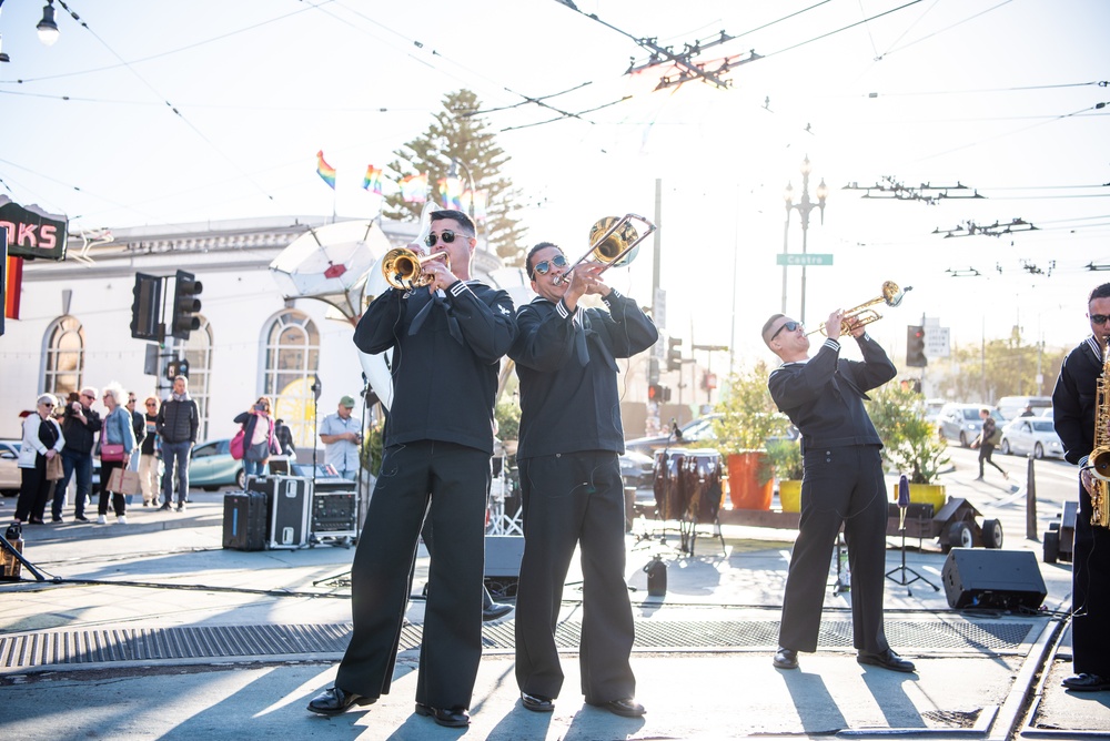 Navy Band Southwest's 32nd Street Brass Band performs in the Castro