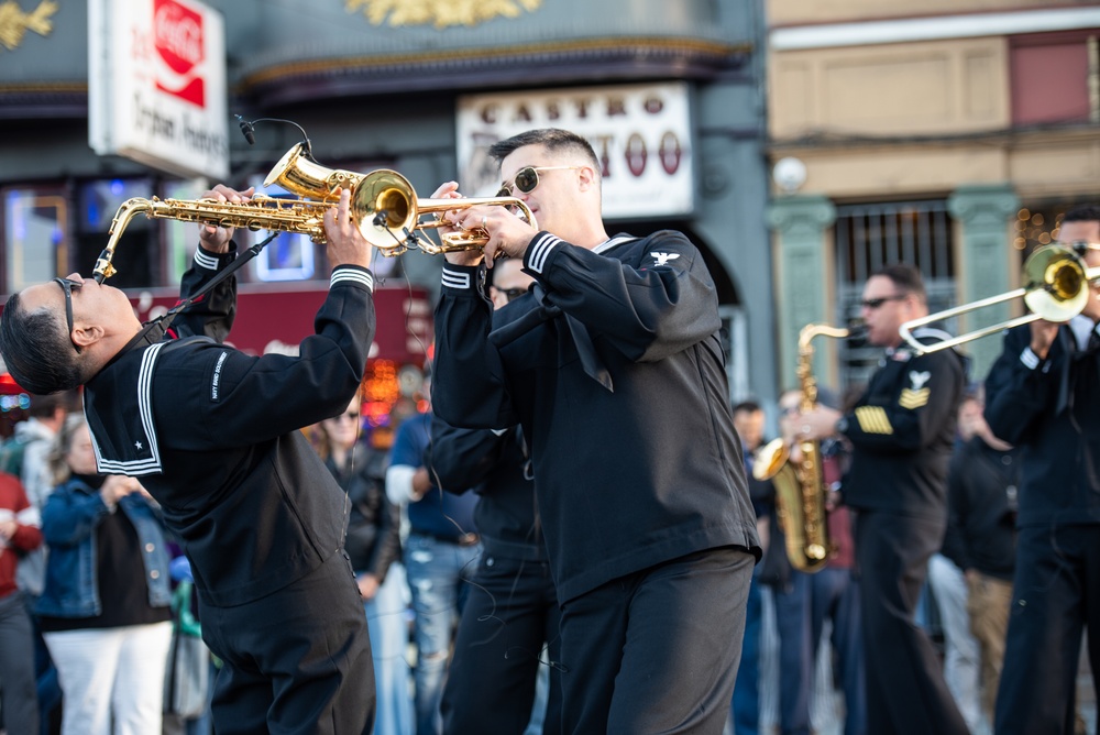 Navy Band Southwest's 32nd Street Brass Band performs in the Castro