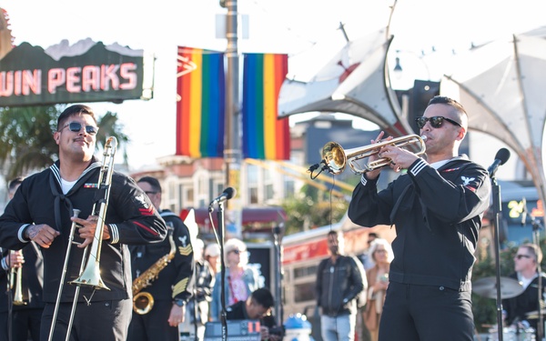 Navy Band Southwest's 32nd Street Brass Band performs in the Castro