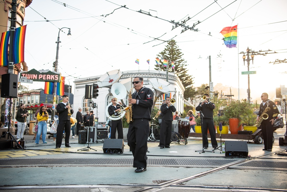 Navy Band Southwest's 32nd Street Brass Band performs in the Castro