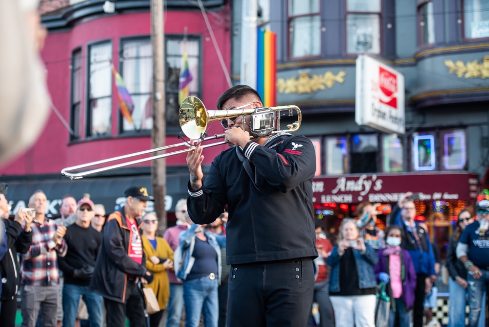 Navy Band Southwest's 32nd Street Brass Band performs in the Castro