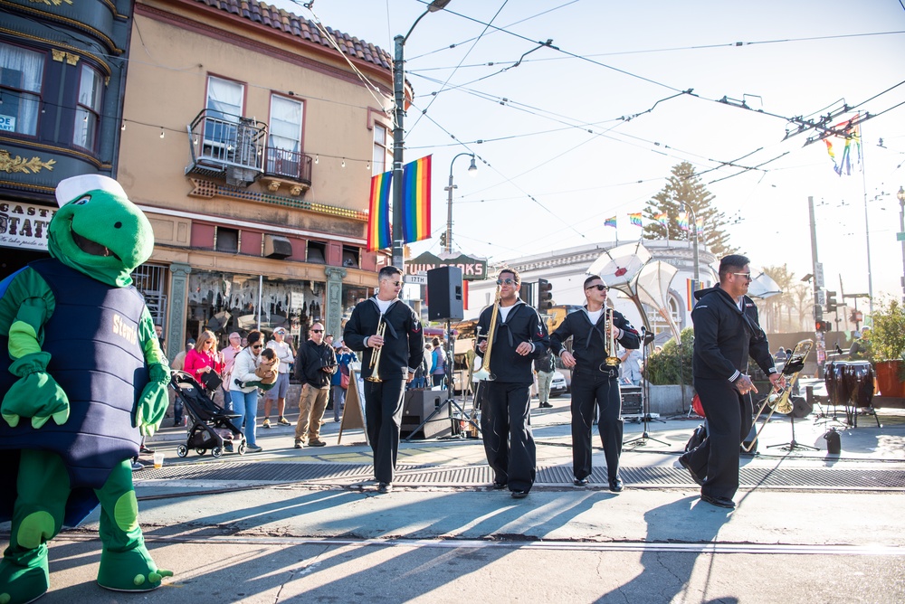 Navy Band Southwest's 32nd Street Brass Band performs in the Castro