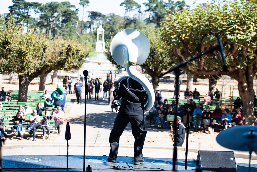 Navy Band Southwest's 32nd Street Brass Band performs in Golden Gate Park