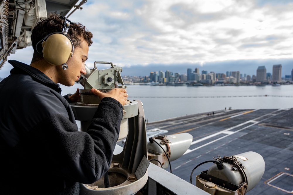 Nimitz Sailor Shoots Bearings with an Alidade