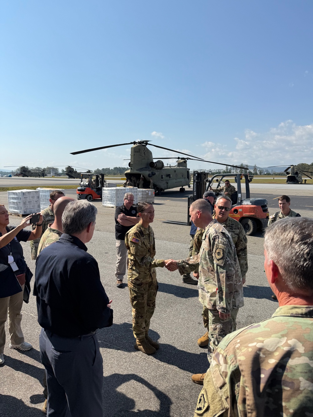 Gov. Roy Cooper holds a presser on Asheville Tarmac