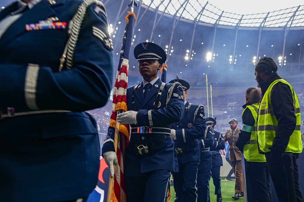 100th ARW and 48th FW Honor Guard perform at London NFL game