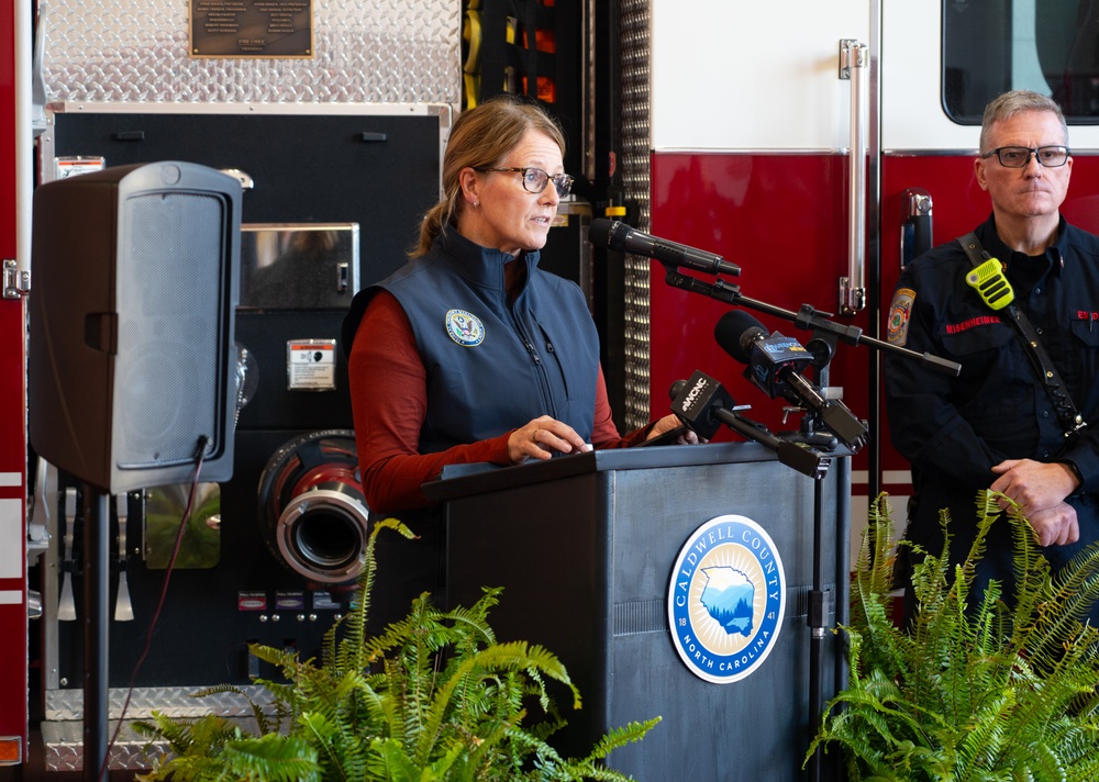 FEMA Administrator Speaks at Press Conference in Caldwell County