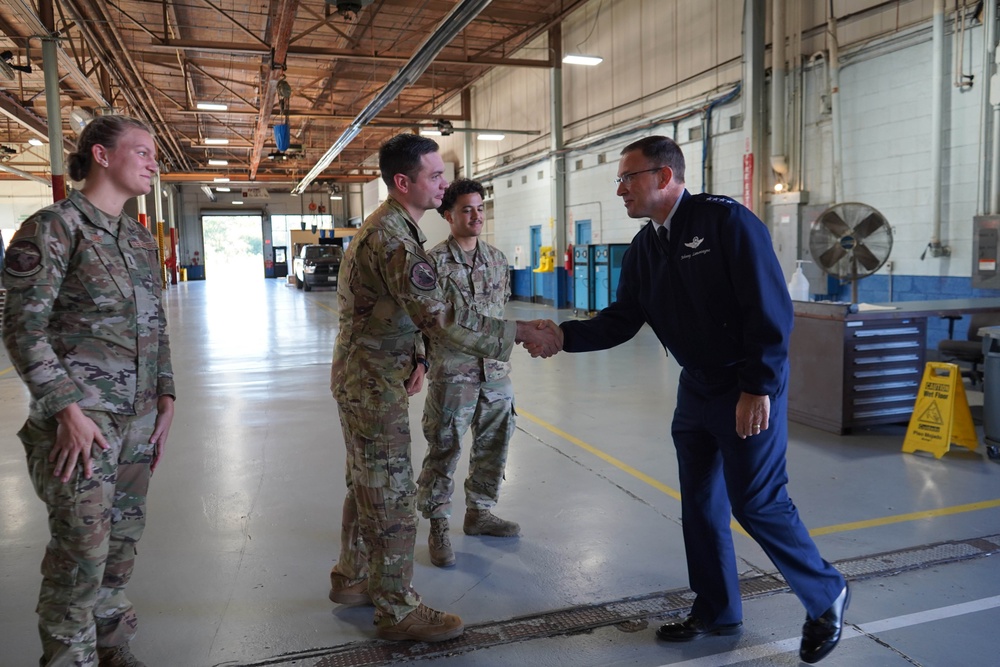 Gen. John Lamontagne visits the 89th Airlift Wing