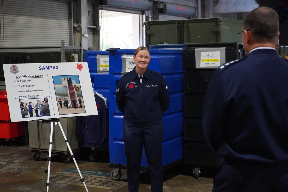 Gen. John Lamontagne visits the 89th Airlift Wing