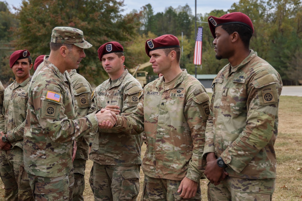 Lt. Gen. Christopher Donahue visits Soldiers at LSA Castle for Hurricane Helene Relief