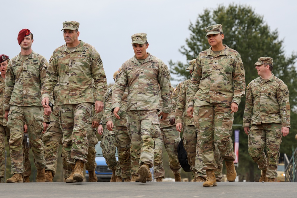 Lt. Gen. Christopher Donahue visits Soldiers at LSA Castle for Hurricane Helene Relief