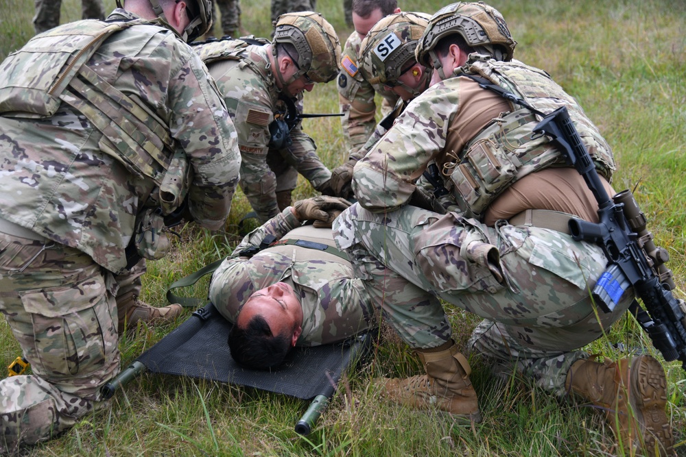 Security Forces Conduct Medical and Casualty Evacuation Training