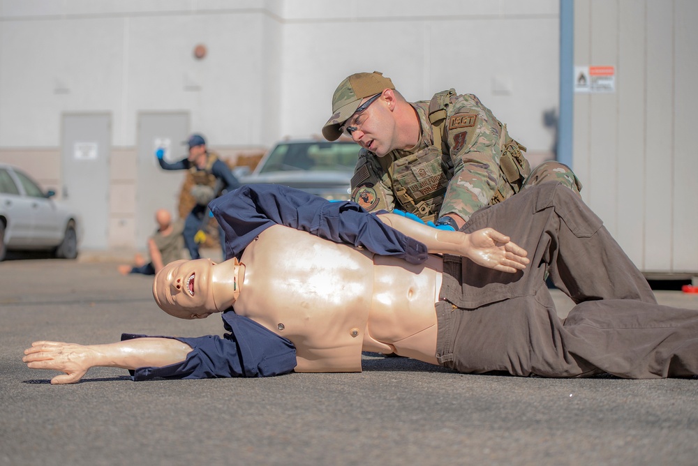 TacMed Airmen, local agencies partner for mass casualty training